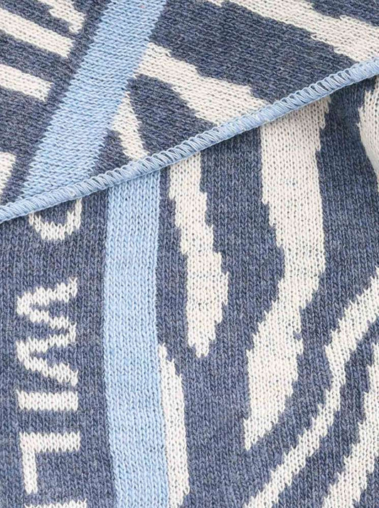 💕 Zwillingsherz Dreieckstuch "Zebra Wild" Wolle Kaschmir Blau