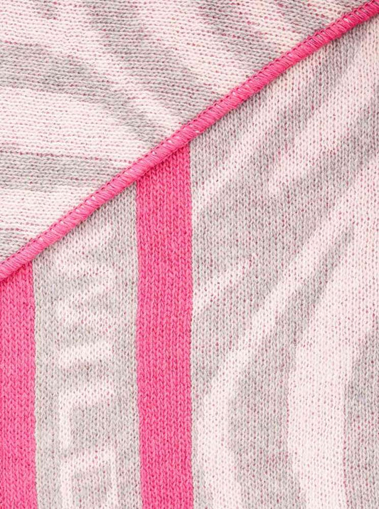 💕 Zwillingsherz Dreieckstuch "Zebra Wild" Wolle Kaschmir Grau Pink