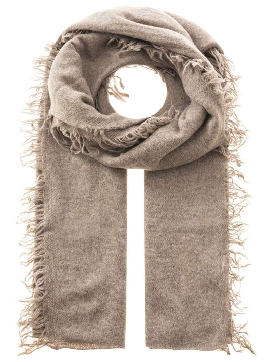 💕 Zwillingsherz XXL "Fransenschal" 100 % Cashmere Schal Kaschmir Taupe