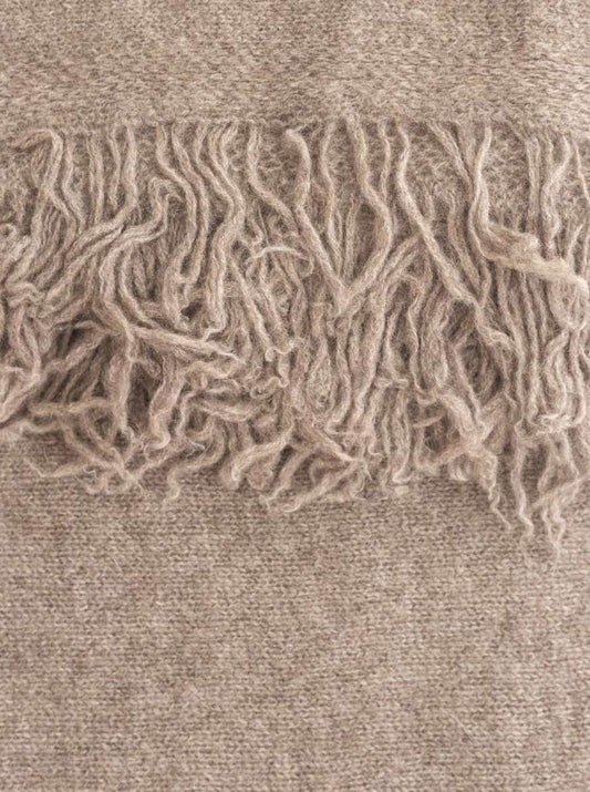 💕 Zwillingsherz XXL "Fransenschal" 100 % Cashmere Schal Kaschmir Taupe