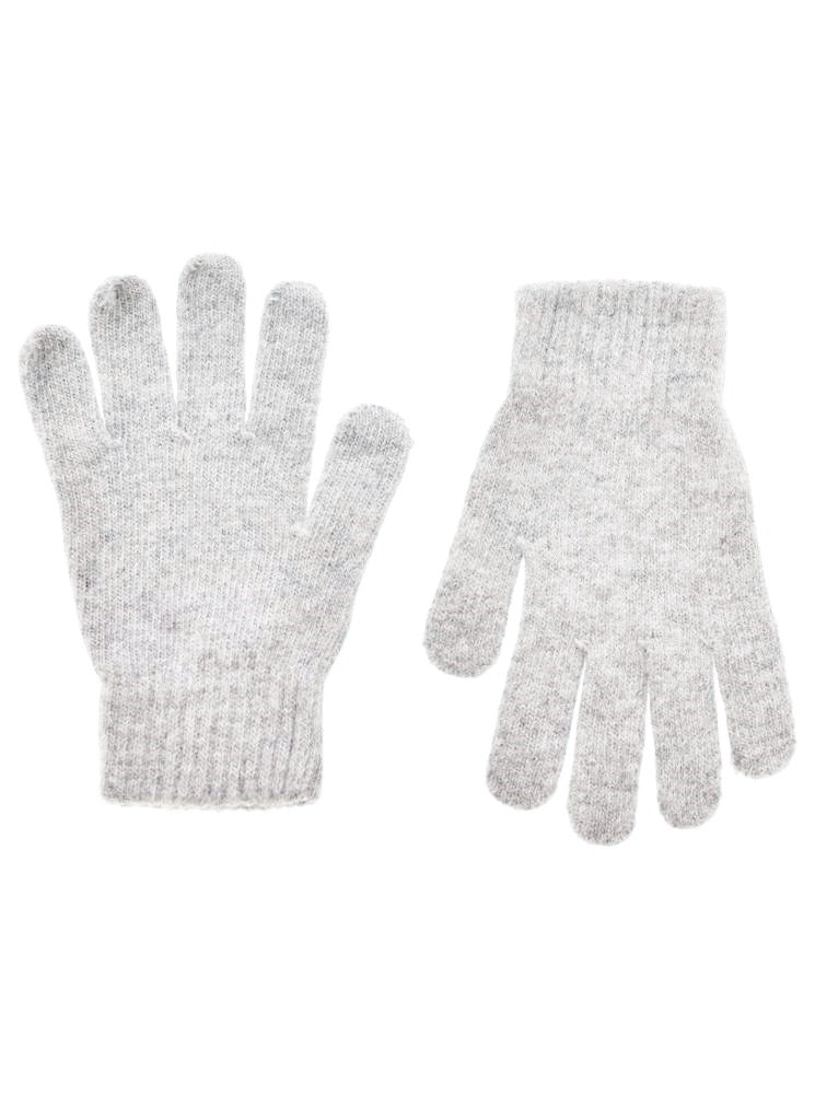 đź’• Zwillingsherz Handschuhe "Uni" Wolle Hellgrau