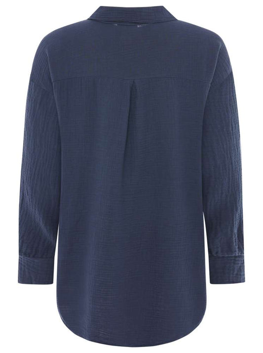 💕 Zwillingsherz Bluse "Rebecca" Longbluse Musselin 100 % Baumwolle Navy