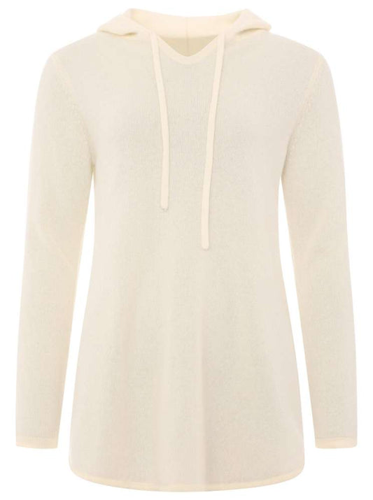 💕 Zwillingsherz Pullover Pulli "Uni" Hoodie 100 % Kaschmir Kapuze Weiß