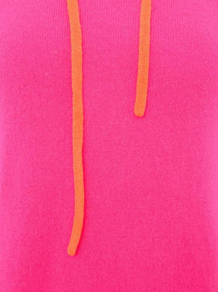 đź’• Zwillingsherz Pullover Pulli Hoodie 100 % Kaschmir "Neon Kante" Kapuze Neonpink
