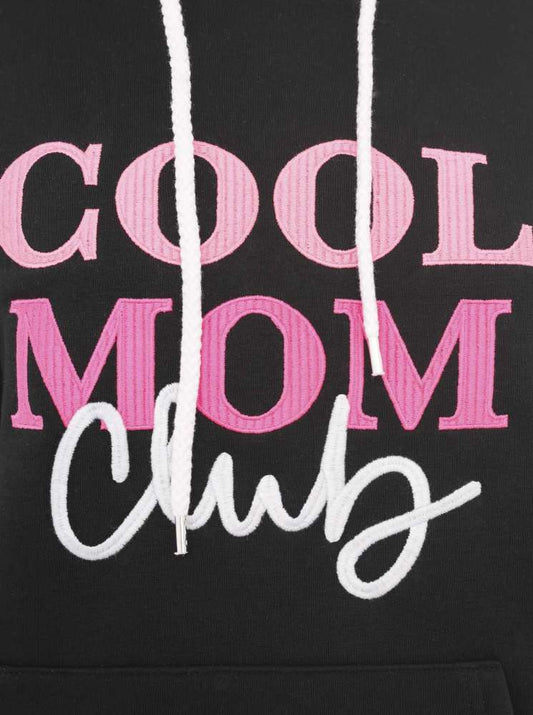 💕 Zwillingsherz Sweatshirt Hoodie "Cool Mom Club" Sweater Baumwolle Schwarz