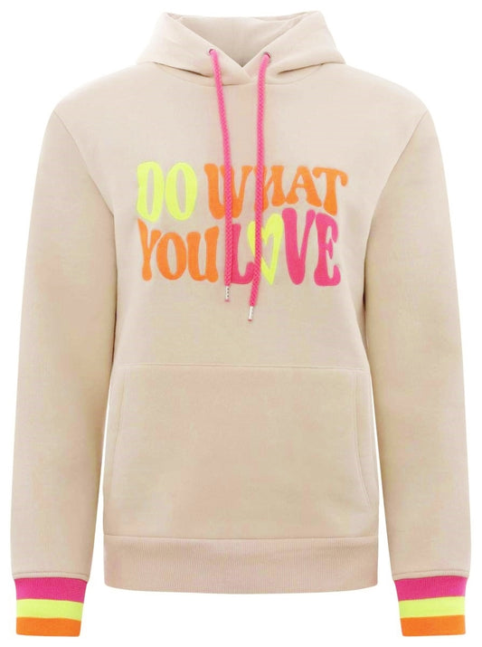💕 Zwillingsherz Hoodie Sweatshirt "Do what you love" Sweater Baumwolle Beige