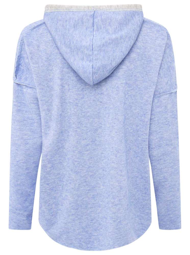 💕 Zwillingsherz Hoodie Double Face "Frühling" Stempeldruck Blau
