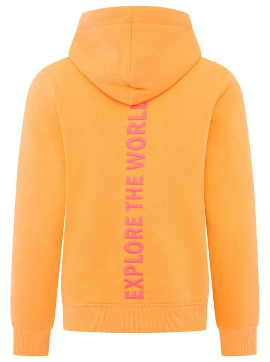 💕 Zwillingsherz Hoodie Sweatshirt "Explore the world" Sweater Baumwolle Neonkoralle