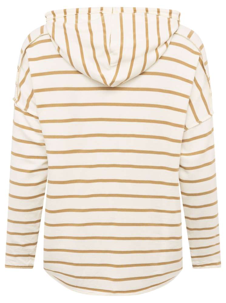 💕 Zwillingsherz Sweatshirt mit Kapuze "Kleine Streifen" Viskose Beige