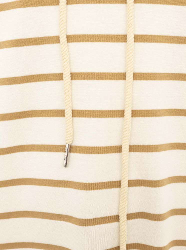 💕 Zwillingsherz Sweatshirt mit Kapuze "Kleine Streifen" Viskose Beige