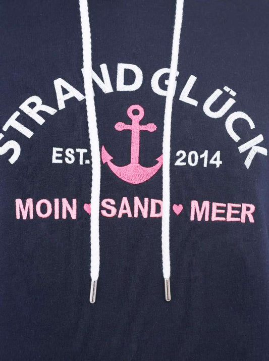 💕 Zwillingsherz Sweatshirt Hoodie "Moin Sand Meer" Sweater Baumwolle Navy