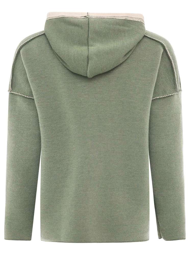 💕 Zwillingsherz Hoodie Double Face "Positive Mind" Stempeldruck Khaki