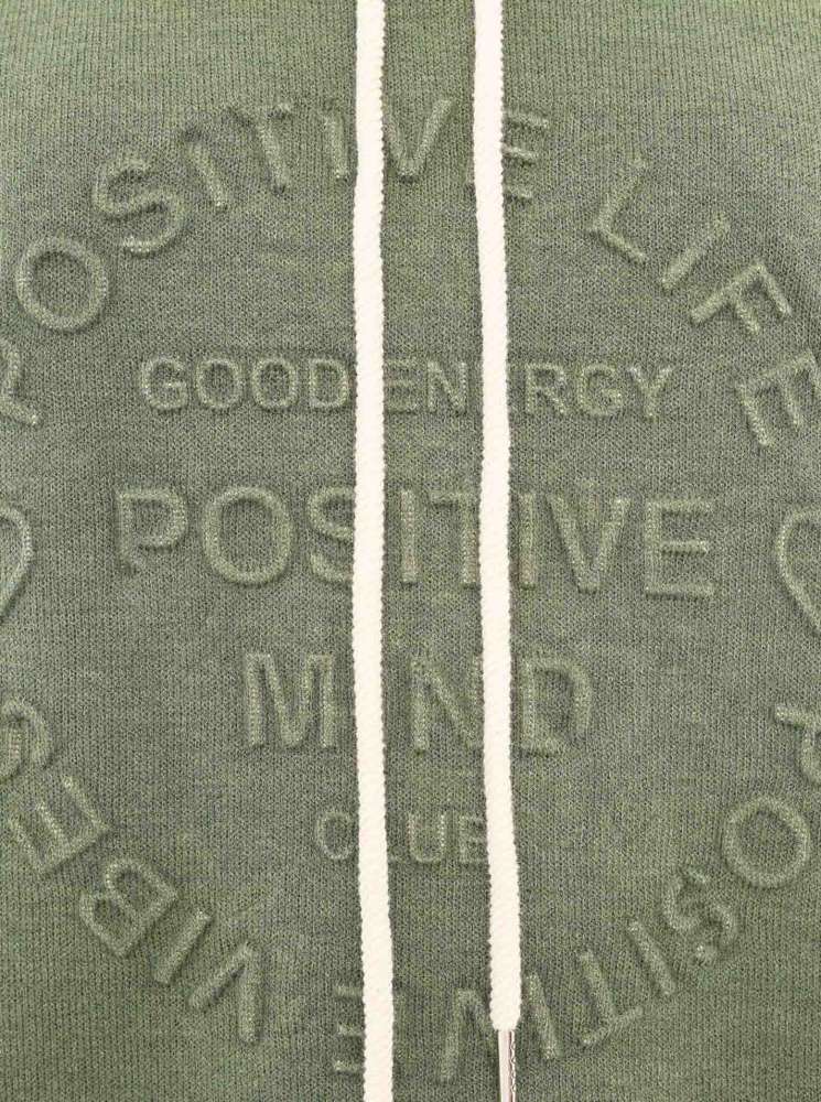 💕 Zwillingsherz Hoodie Double Face "Positive Mind" Stempeldruck Khaki