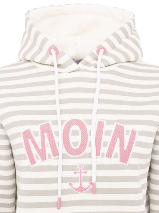 💕 Zwillingsherz Hoodie "Streifen Moin" Grau