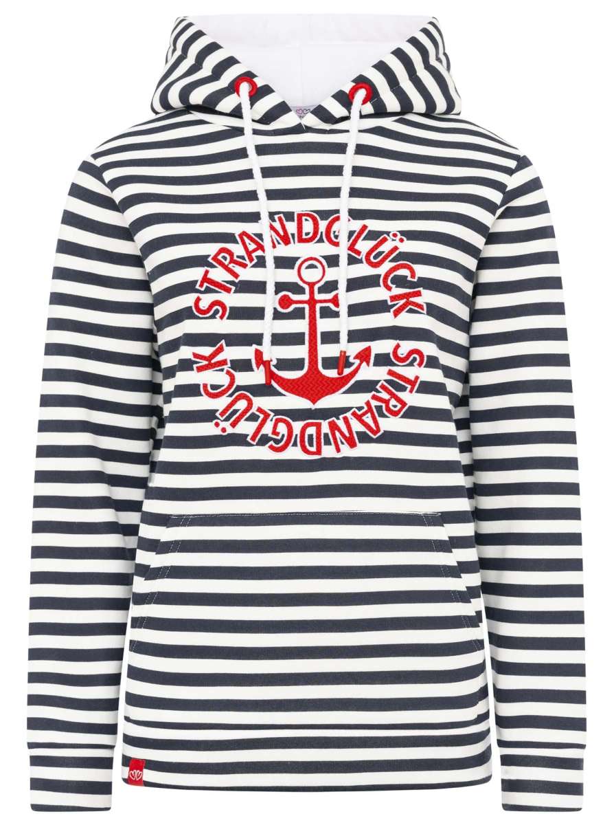 💕 Zwillingsherz Hoodie "Streifen Strandglück" Navy
