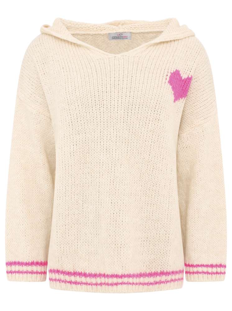 💕 Zwillingsherz Oversized Strick Hoodie "Herz" Beige