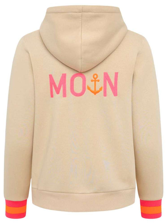 💕 Zwillingsherz Zip Hoodie Sweatshirt Jacke "MoinZH" Sweater Baumwolle Beige