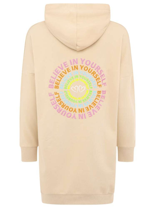 💕 Zwillingsherz Hoodiekleid "Believe in yourself" Sweater Baumwolle Beige