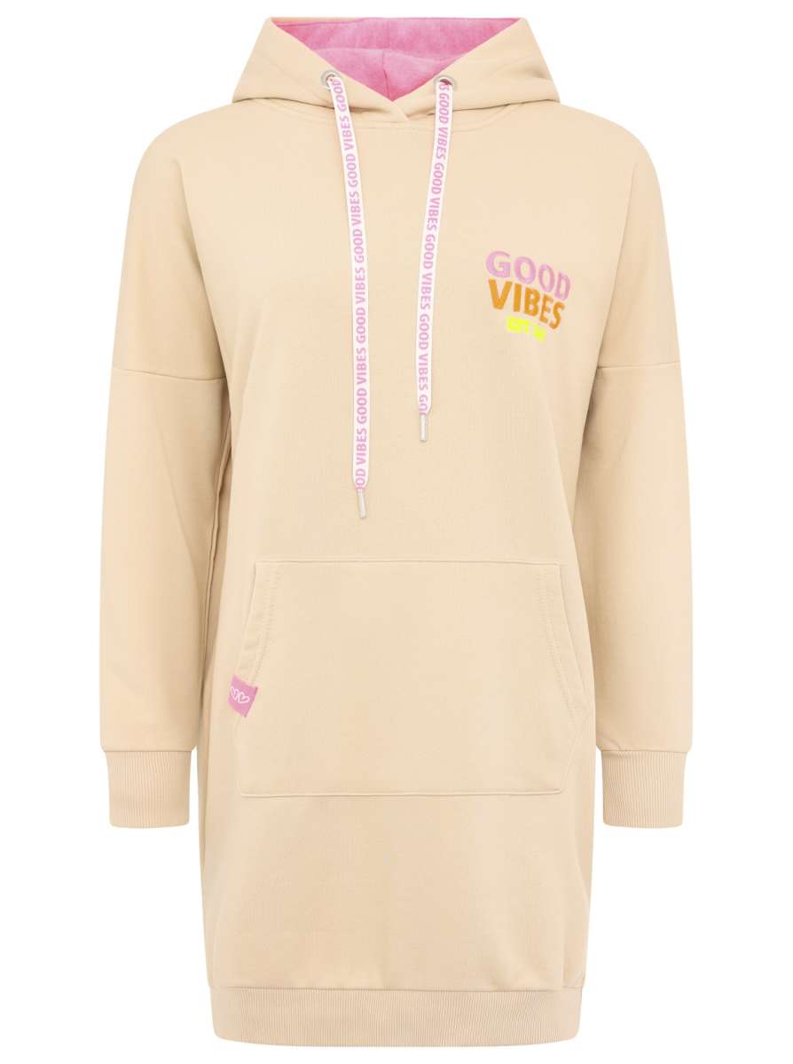 đź’• Zwillingsherz Hoodiekleid "Believe in yourself" Sweater Baumwolle Beige