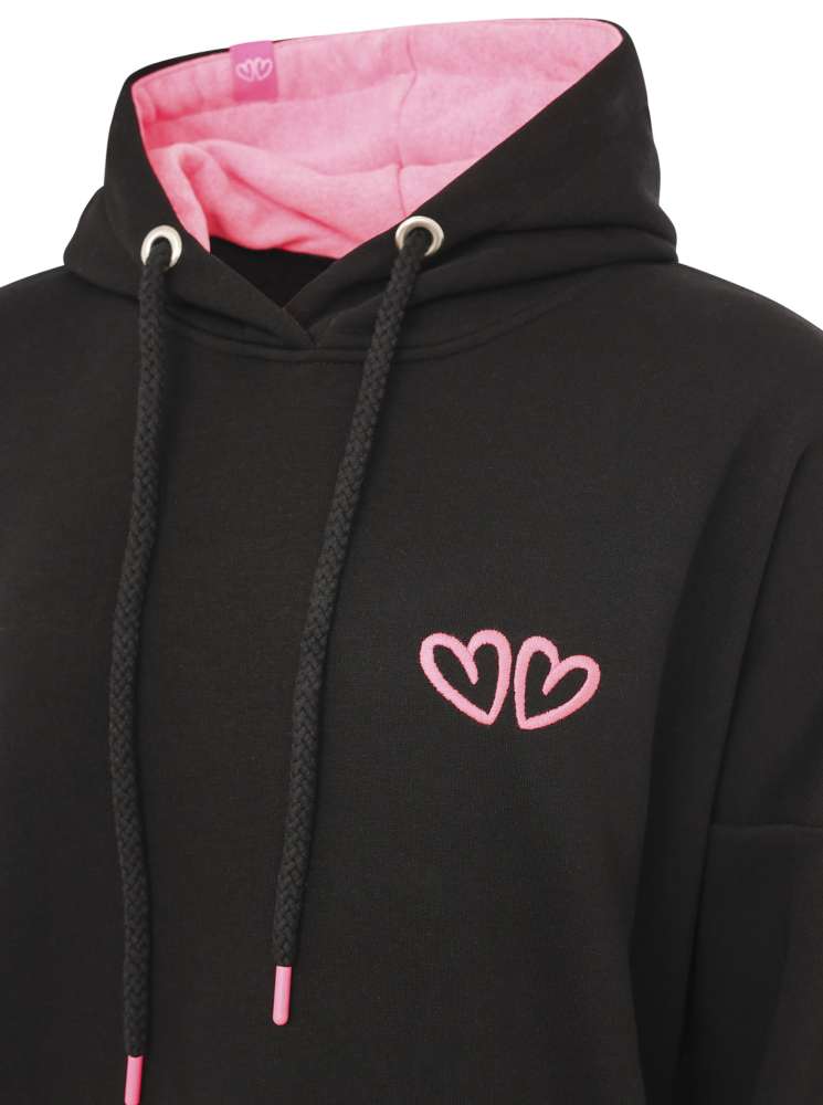 đź’• Zwillingsherz Hoodiekleid "Wild Wild Wild" Sweater Baumwolle Schwarz