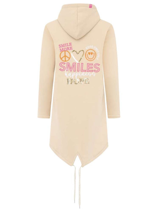 💕 Zwillingsherz Zip Hoodiemantel "Layout Mix" Sweater Baumwolle Beige