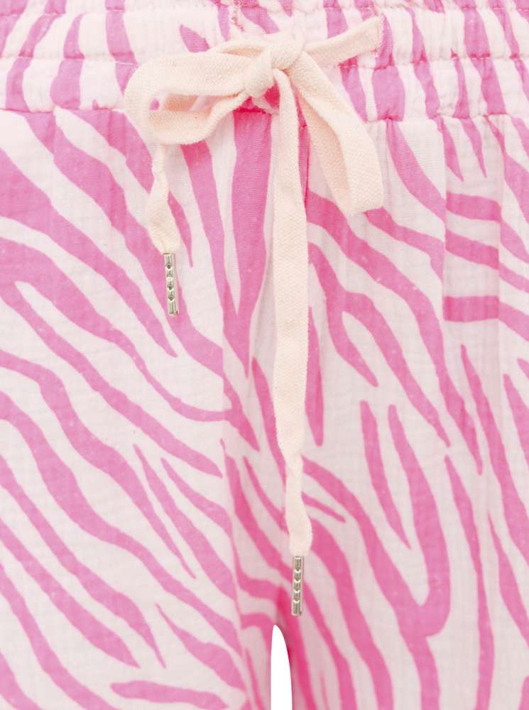 💕 Zwillingsherz Hose Musselin "Zebra" Rosa