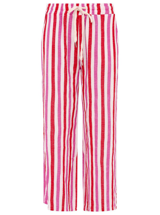 💕 Zwillingsherz Hose Musselin "Streifen" Rot Pink Weiß