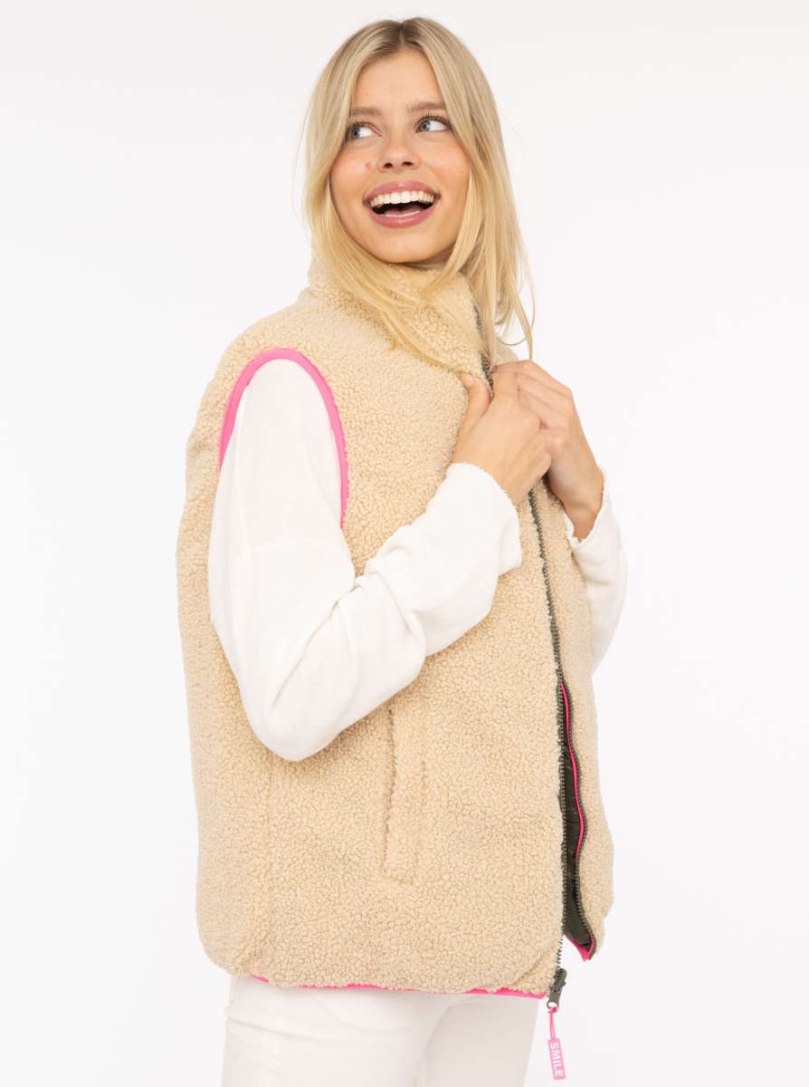 đź’• Zwillingsherz Wendeweste "Good Vibes Only" Kurz Weste Beige