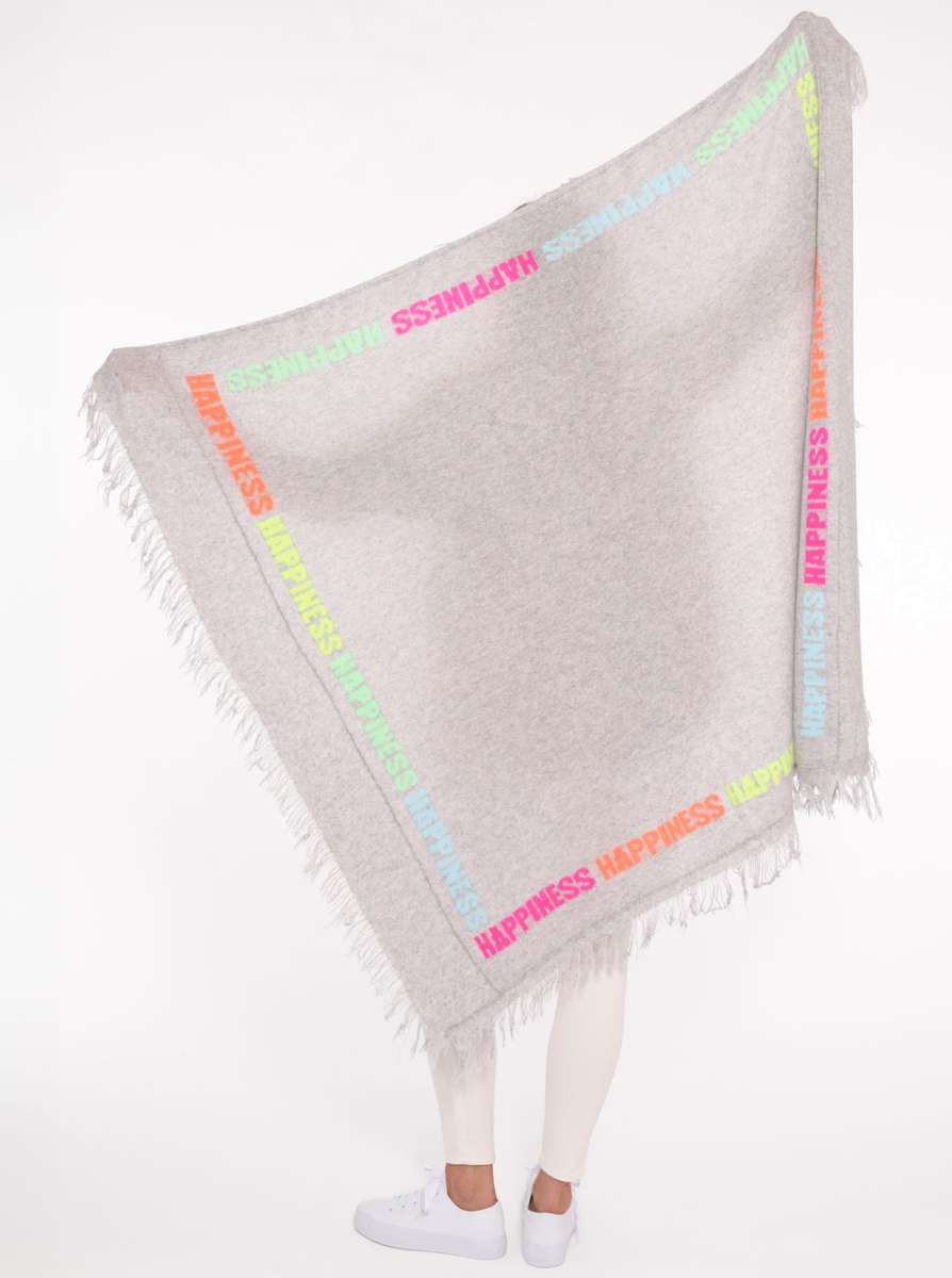 💕 Zwillingsherz 100 % XXL Kaschmir Fransen-Viereckstuch "Happiness klein" 100 % Cashmere Kaschmir Hellgrau