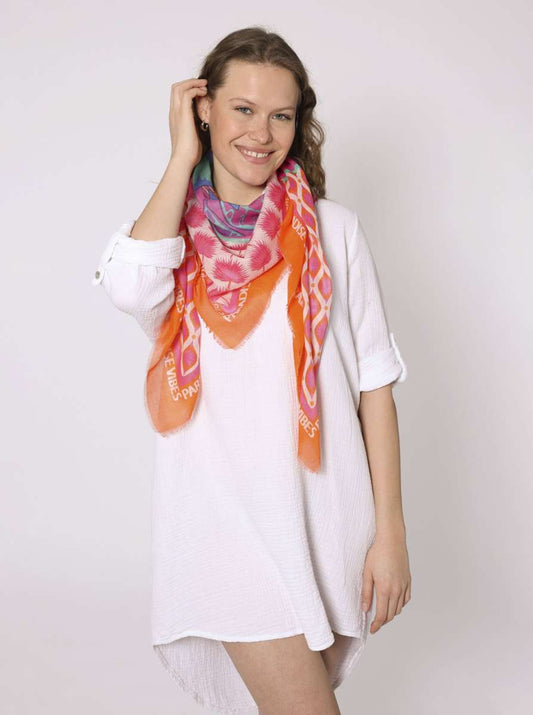 💕 Zwillingsherz Dreieckstuch Viereck "Paradise Vibes" Orange Pink