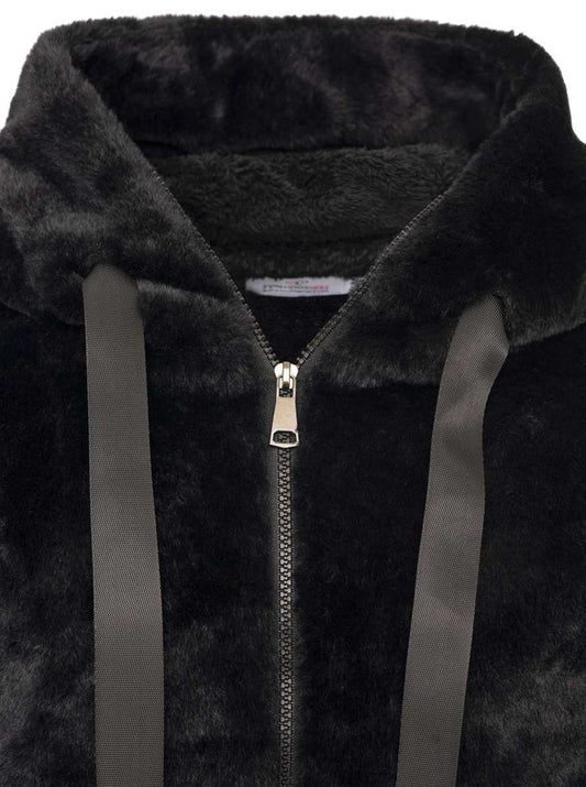 💕 Zwillingsherz Kuscheljacke "Plüsch" Schwarz