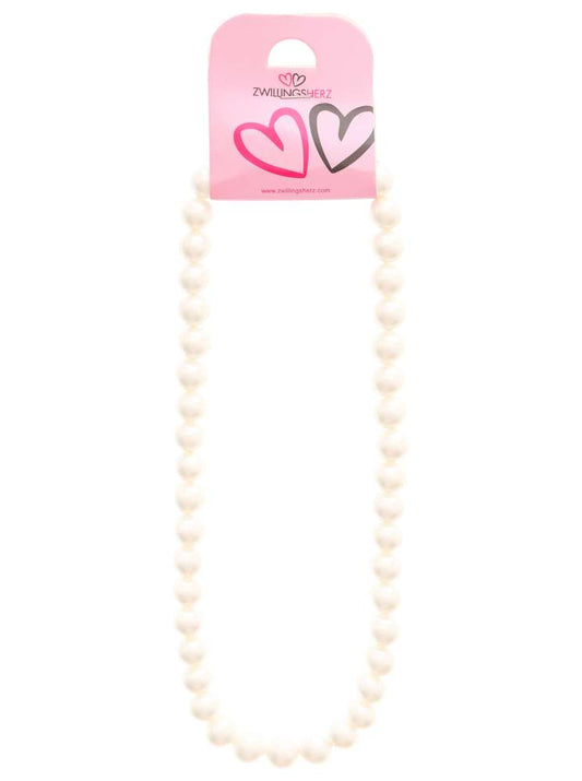💕 Zwillingsherz Kette "Round Beads" Weiß