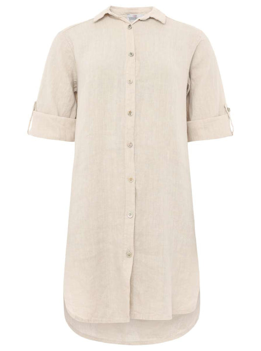 💕 Zwillingsherz 100% Leinen Oversize Kleidbluse "Uni Colors" Beige