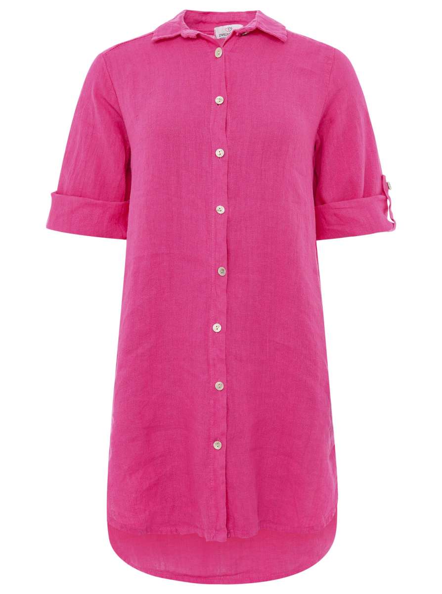 đź’• Zwillingsherz 100% Leinen Oversize Kleidbluse "Uni Colors" Pink