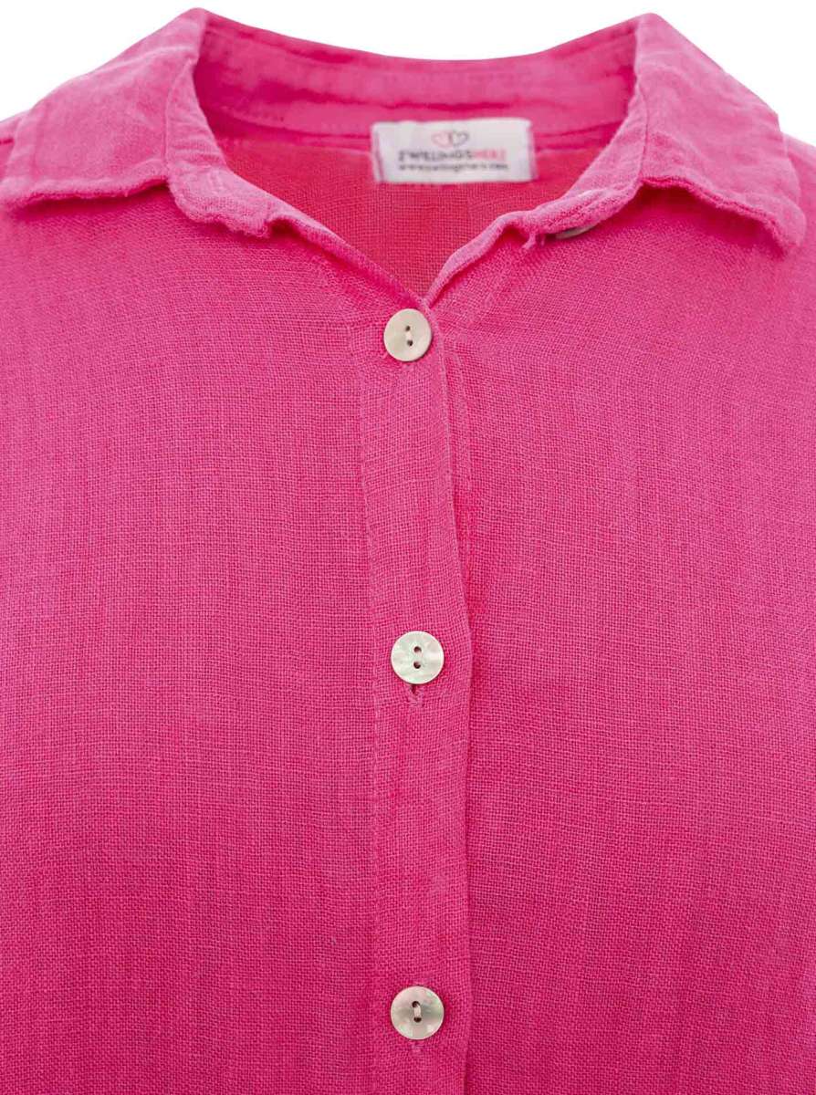 đź’• Zwillingsherz 100% Leinen Oversize Kleidbluse "Uni Colors" Pink