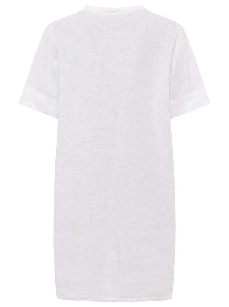 💕 Zwillingsherz Tunika Kleid 100 % Leinen "V-Ausschnitt" Weiß