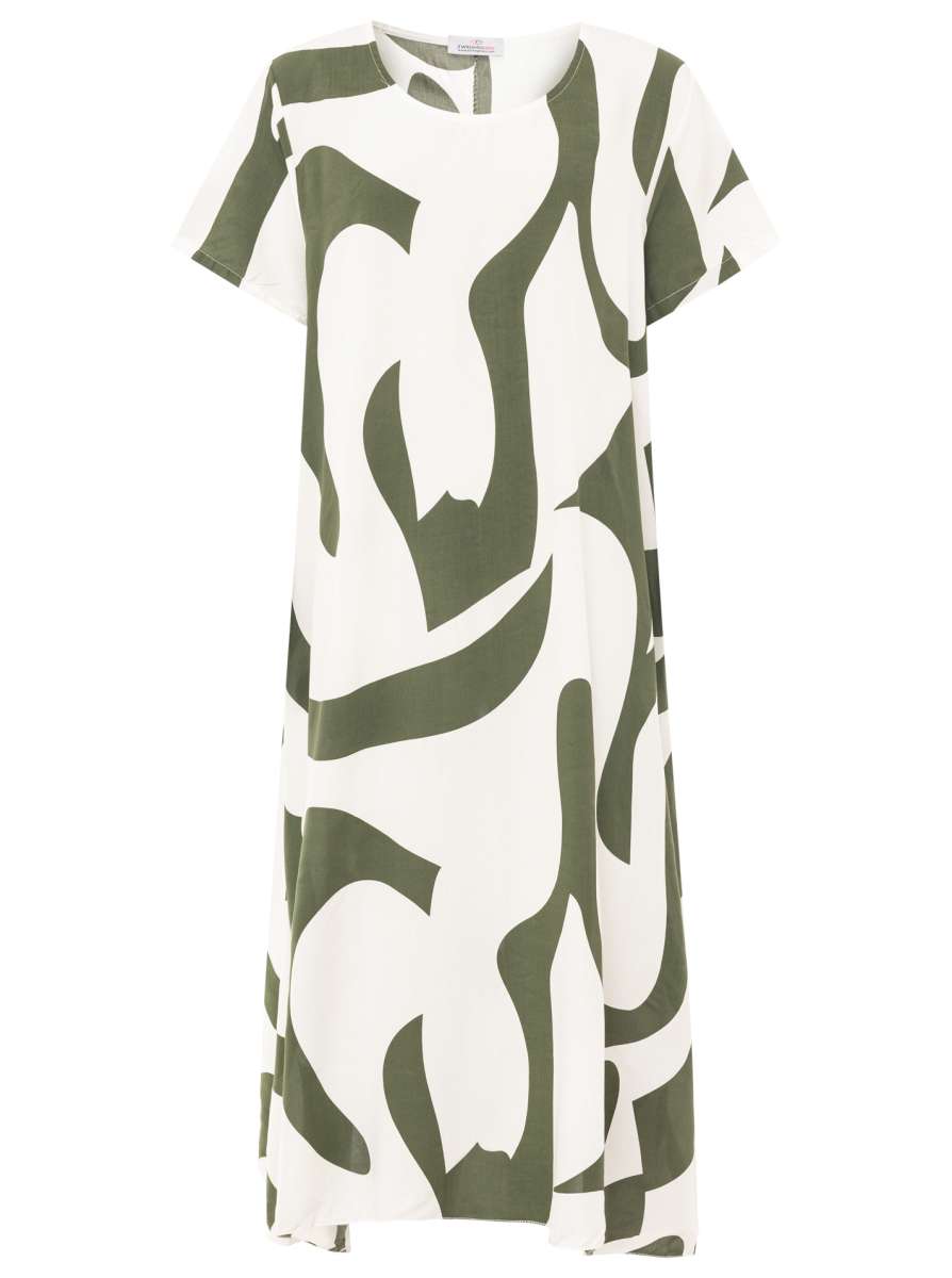 đź’• Zwillingsherz Maxikleid "Abstrakt" 100 % Viskose Khaki