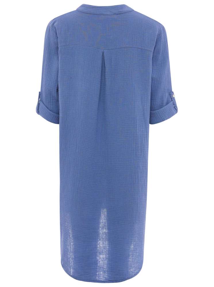 đź’• Zwillingsherz Tunika Bluse Musselin "Rom" Jeansblau