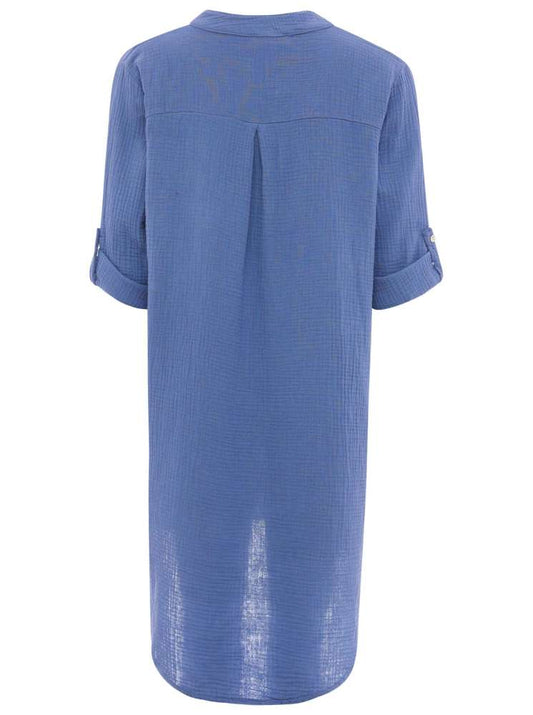 💕 Zwillingsherz Tunika Bluse Musselin "Rom" Jeansblau