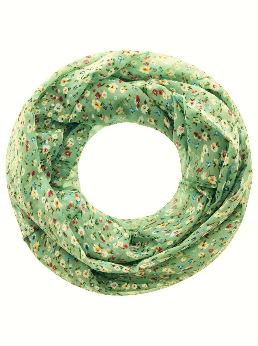 Loop Schal Tuch "Blumenwiese" Baumwolle Seide Grün