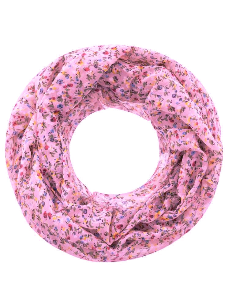 Loop Schal Tuch "Blumenwiese" Baumwolle Seide Pink