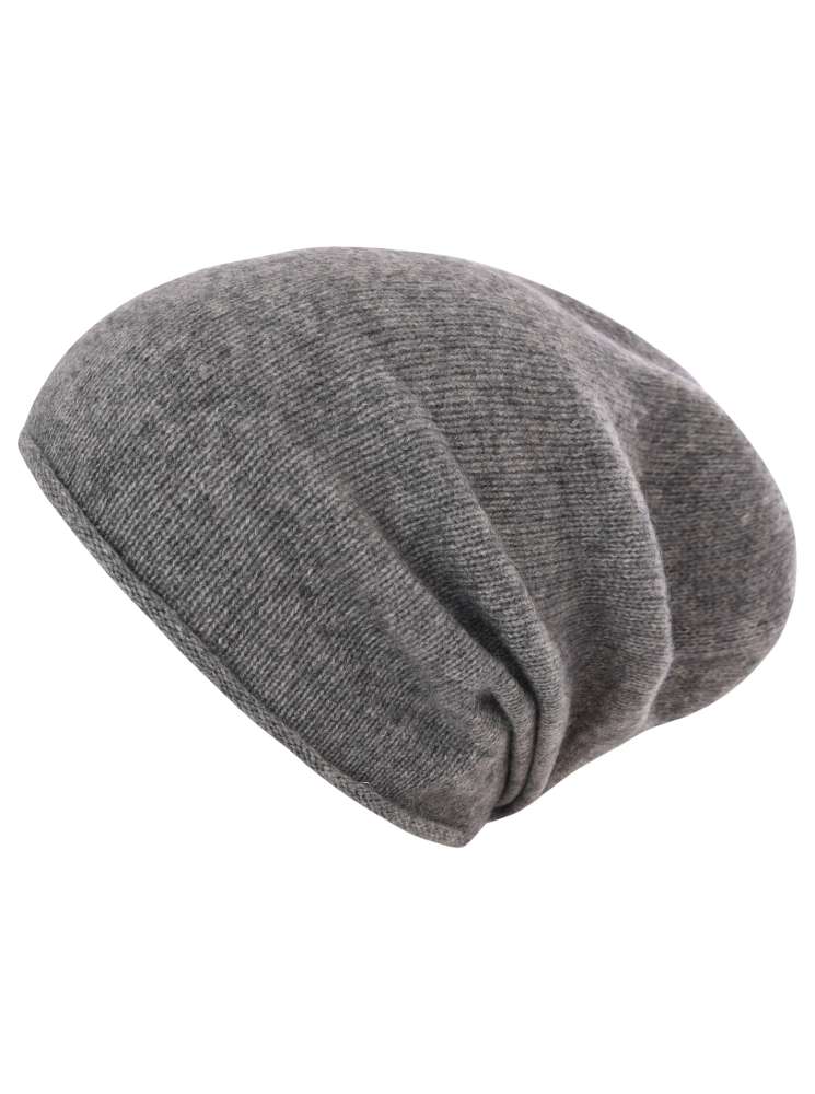 đź’• Zwillingsherz Herren MĂĽtze Beanie 100 % Kaschmir Mittelgrau