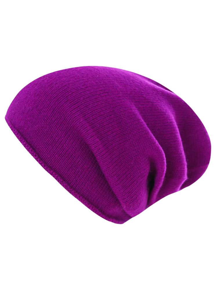 💕 Zwillingsherz Mütze Beanie 100 % Kaschmir Mittellila