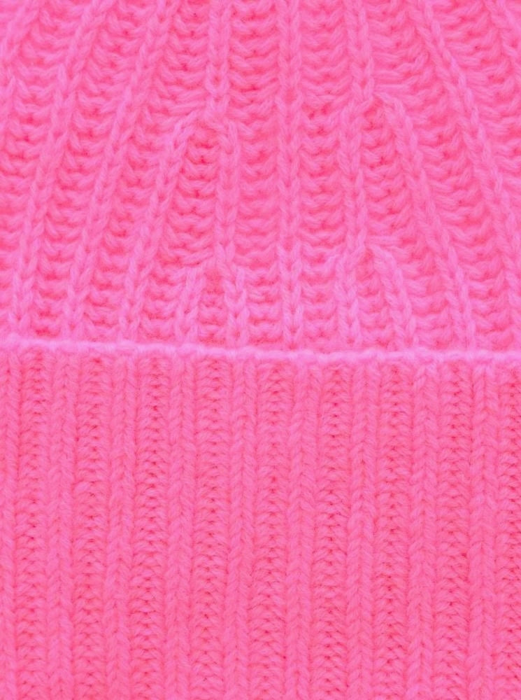 💕 Zwillingsherz Mütze Ribbon Beanie "Luxus" 100 % Kaschmir Gerippt Bubblegum