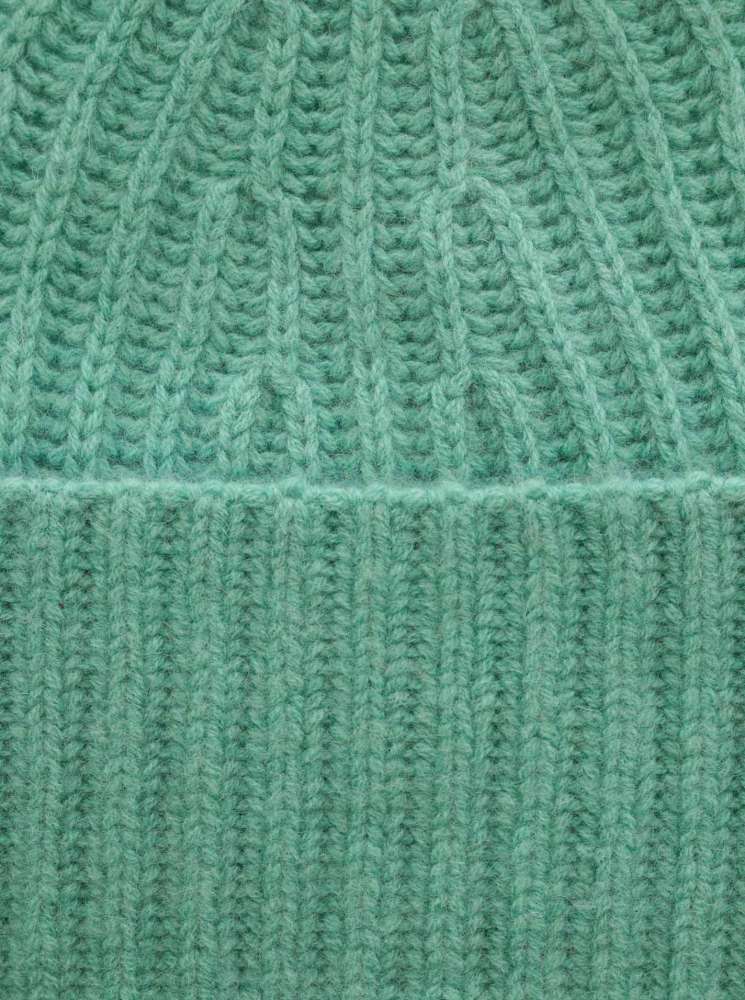 💕 Zwillingsherz Mütze Ribbon Beanie Herren 100% Cashmere "Luxus" Salbei