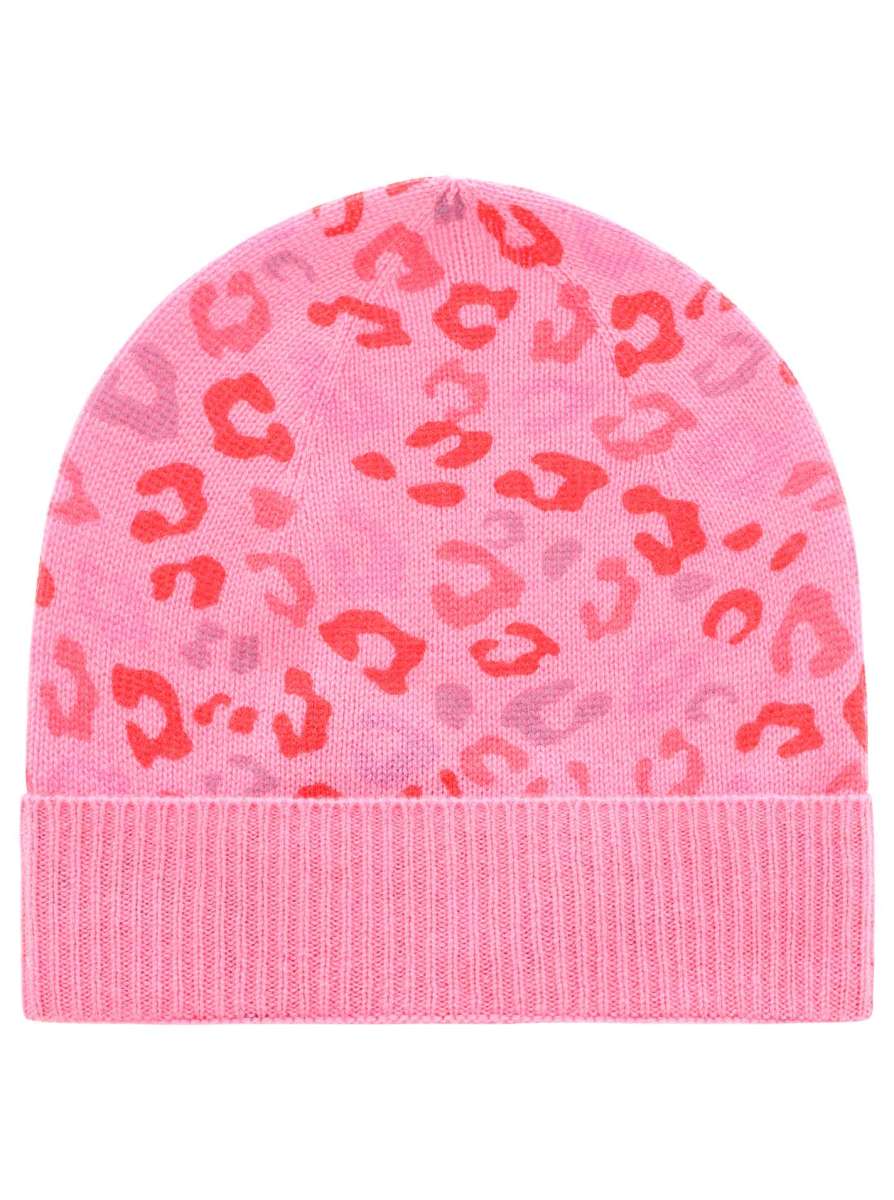 💕 Zwillingsherz Mütze "Leo" 100 % Kaschmir Umschlagmütze Pink