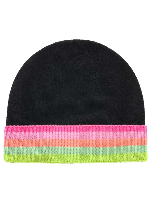 💕 Zwillingsherz Mütze "Regenbogen" 100 % Kaschmir Schwarz