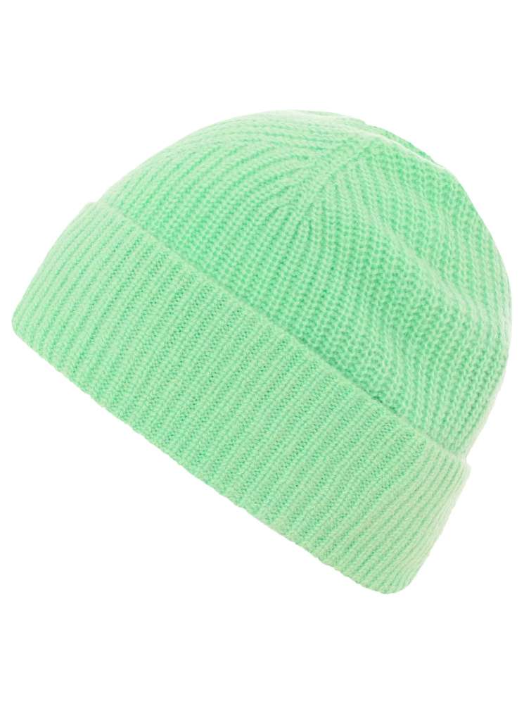💕 Zwillingsherz Mütze "Ribbon Pattern KURZ" 100 % Kaschmir Neongrün NEU