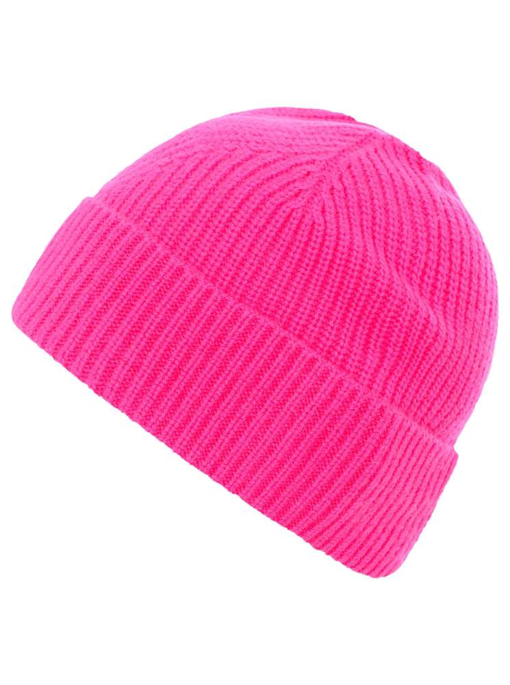 💕 Zwillingsherz Mütze "Ribbon Pattern KURZ" 100 % Kaschmir Neonpink