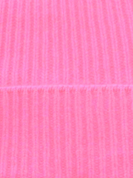 💕 Zwillingsherz Mütze "Ribbon Pattern" 100 % Kaschmir Bubblegum
